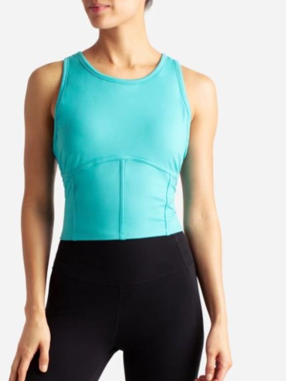 Danskin Teal Baltic Corset Built in Bra Cropped Tank